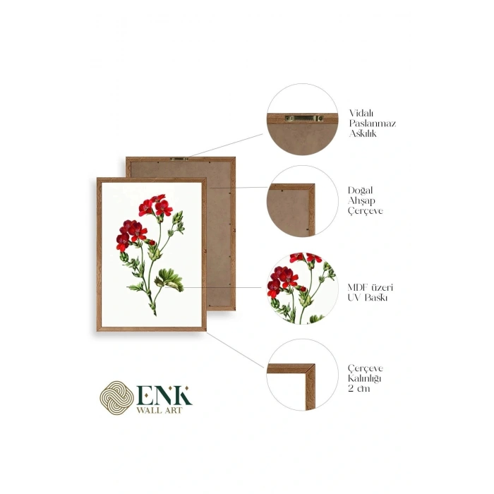 Çiçekler Ahşap Çerçeveli Tablo 17 x 23