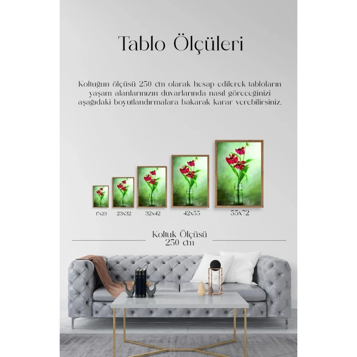 Çiçekler Ahşap Çerçeveli Tablo 17 x 23