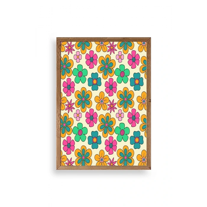 Çiçekler Ahşap Çerçeveli Tablo 23 x 23