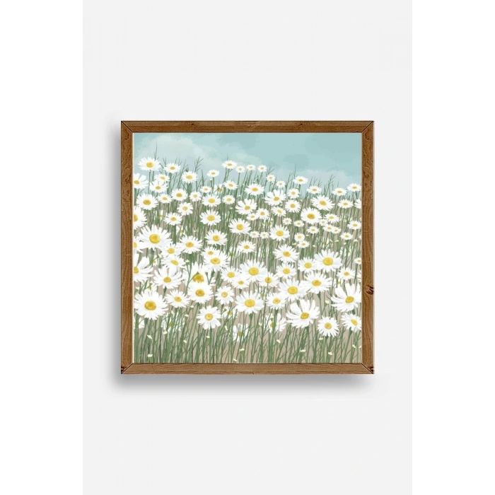 Çiçekler Ahşap Çerçeveli Tablo 23 x 23