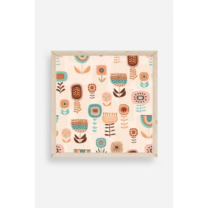 Çiçekler Ahşap Çerçeveli Tablo 23 x 23