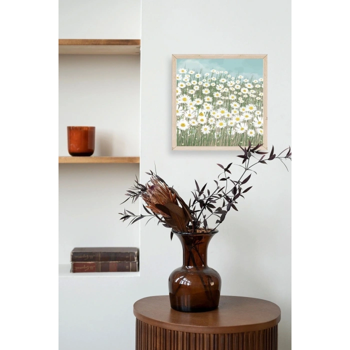 Çiçekler Ahşap Çerçeveli Tablo 23 x 23