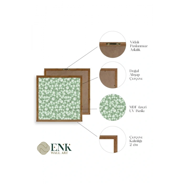 Çiçekler Ahşap Çerçeveli Tablo 23 x 23