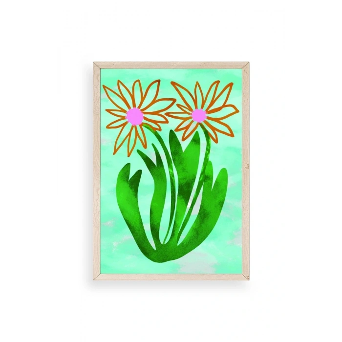 Çiçekler Ahşap Çerçeveli Tablo 23 x 30