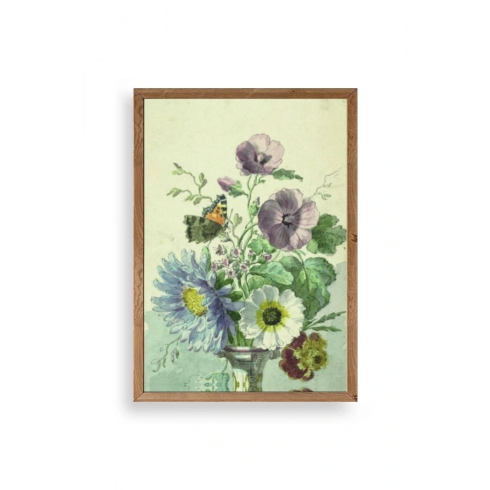 Çiçekler Ahşap Çerçeveli Tablo 23 x 30