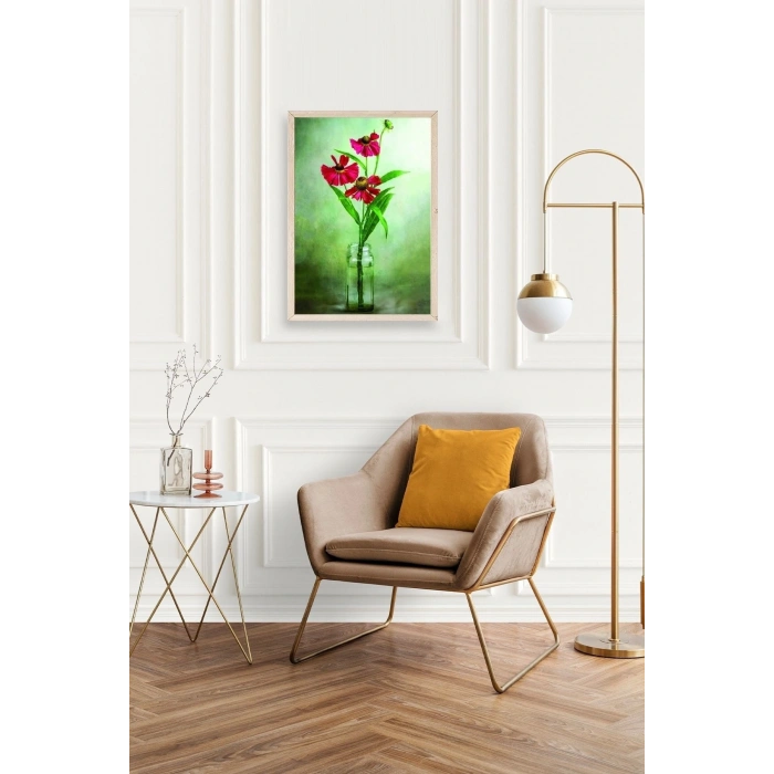 Çiçekler Ahşap Çerçeveli Tablo 23 x 30