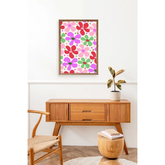 Çiçekler Ahşap Çerçeveli Tablo 23 x 30