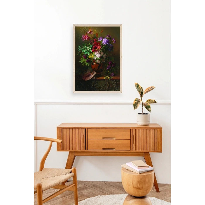 Çiçekler Ahşap Çerçeveli Tablo 23 x 30