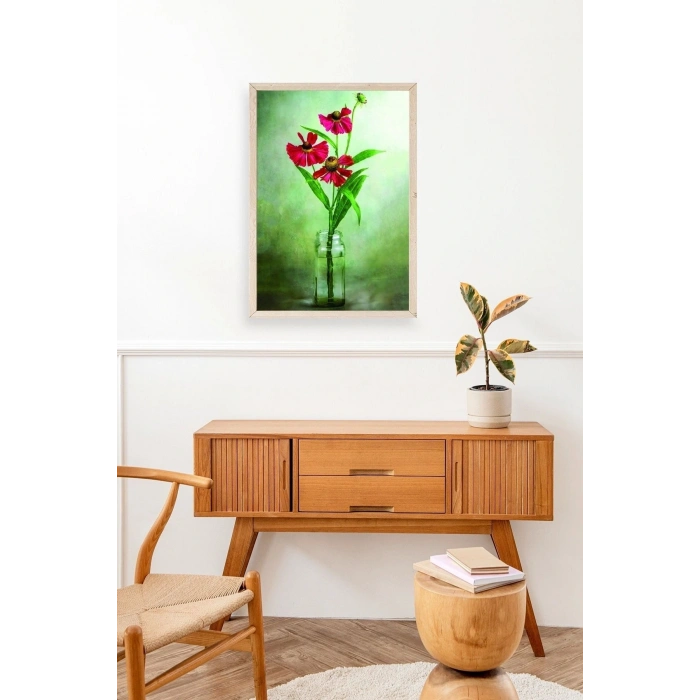 Çiçekler Ahşap Çerçeveli Tablo 23 x 30