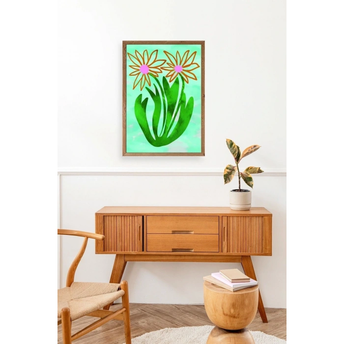 Çiçekler Ahşap Çerçeveli Tablo 23 x 30