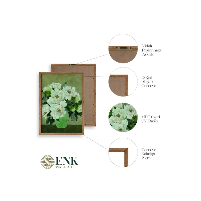 Çiçekler Ahşap Çerçeveli Tablo 23 x 30
