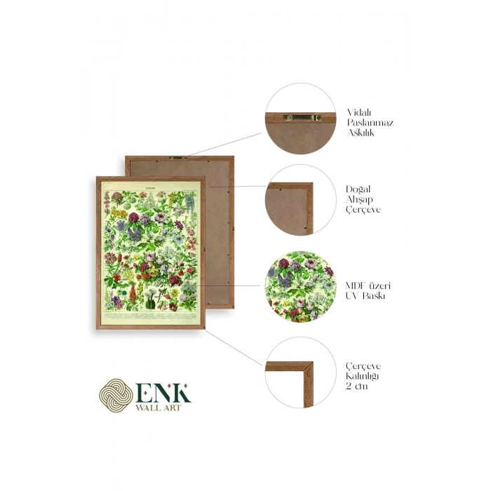 Çiçekler Ahşap Çerçeveli Tablo 23 x 30