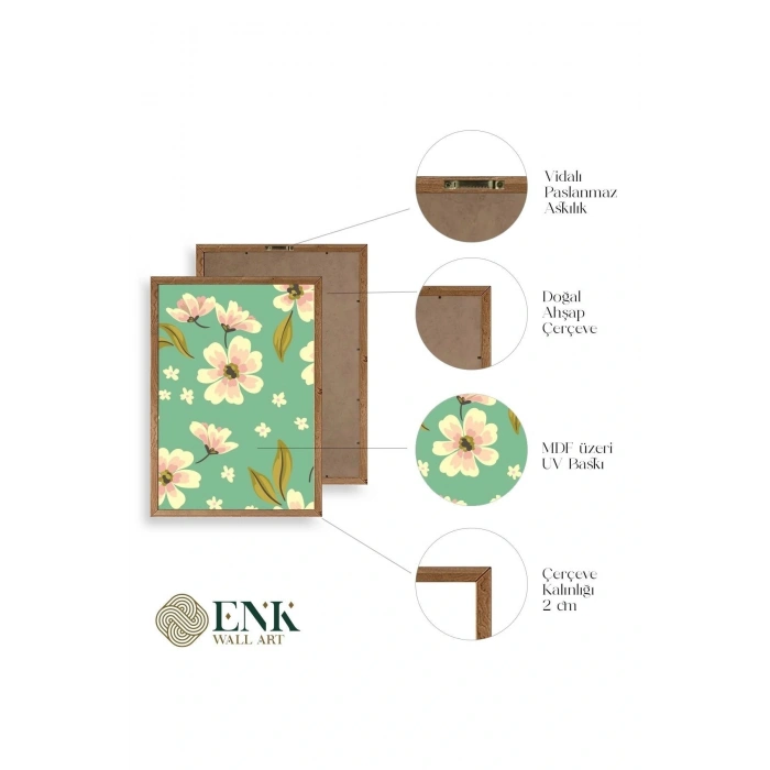 Çiçekler Ahşap Çerçeveli Tablo 23 x 30
