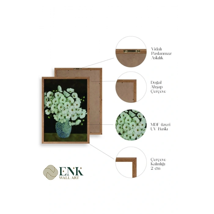Çiçekler Ahşap Çerçeveli Tablo 23 x 30