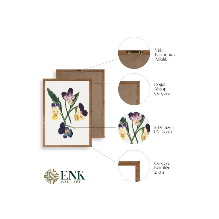 Çiçekler Ahşap Çerçeveli Tablo 23 x 30
