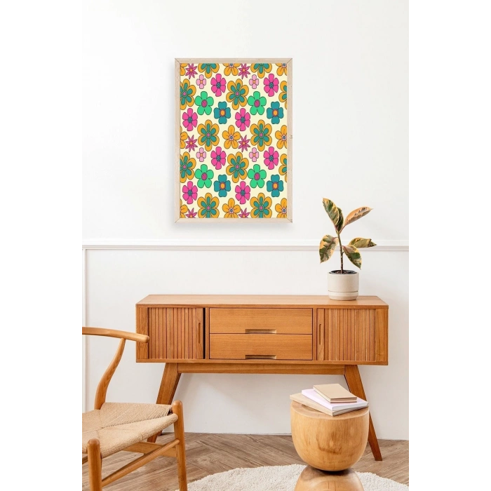 Çiçekler Ahşap Çerçeveli Tablo 30 x 42