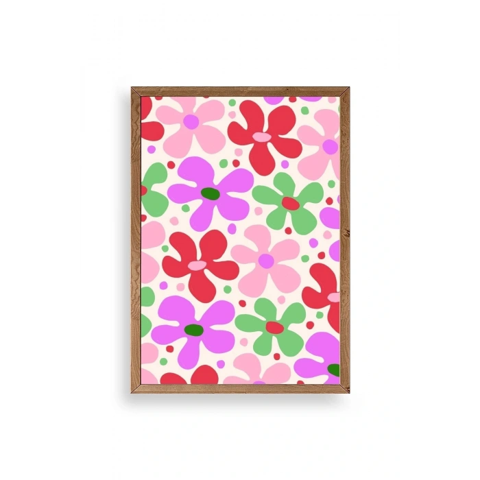 Çiçekler Ahşap Çerçeveli Tablo 30 x 42