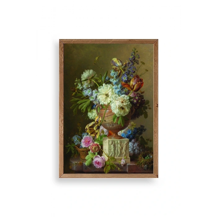 Çiçekler Ahşap Çerçeveli Tablo 30 x 42