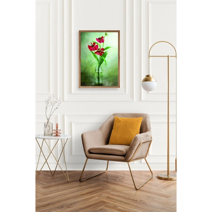 Çiçekler Ahşap Çerçeveli Tablo 30 x 42