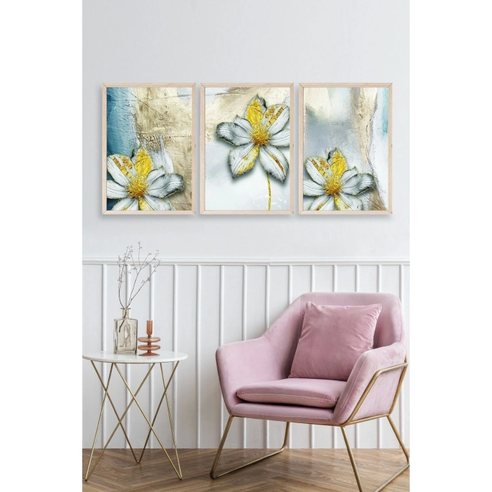 Çiçekler Ahşap Çerçeveli Tablo 30 x 42