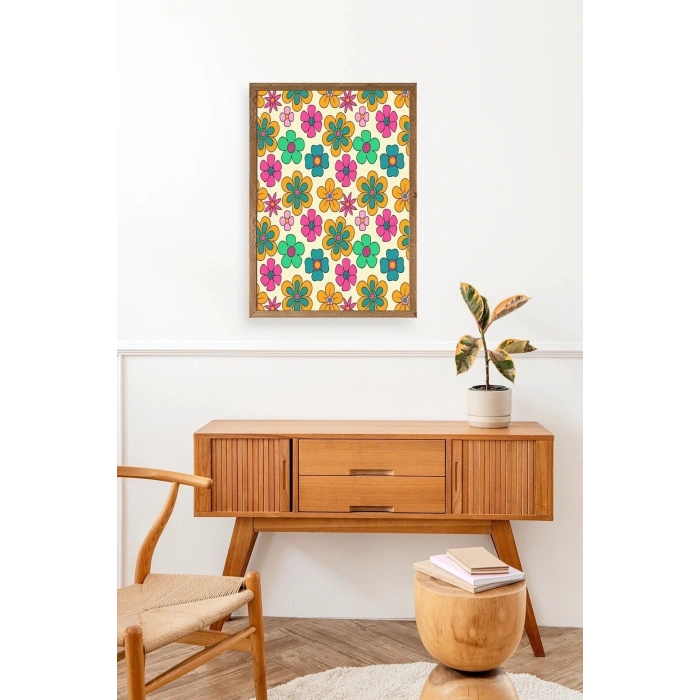 Çiçekler Ahşap Çerçeveli Tablo 30 x 42