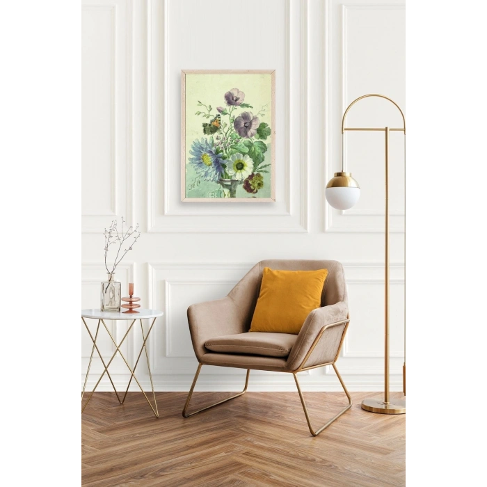 Çiçekler Ahşap Çerçeveli Tablo 30 x 42