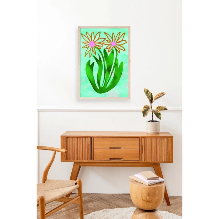 Çiçekler Ahşap Çerçeveli Tablo 30 x 42