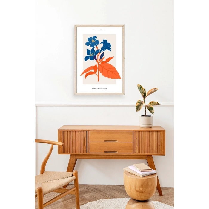 Çiçekler Ahşap Çerçeveli Tablo 30 x 42