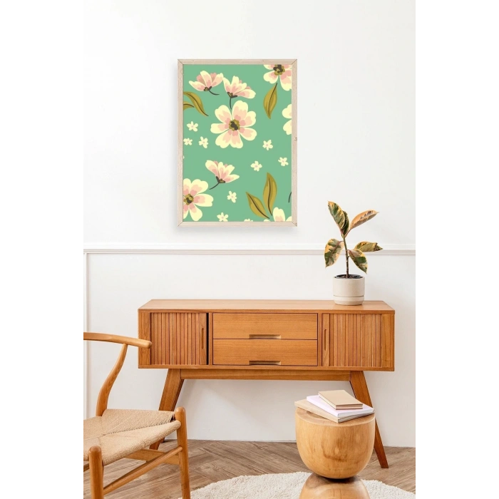 Çiçekler Ahşap Çerçeveli Tablo 30 x 42