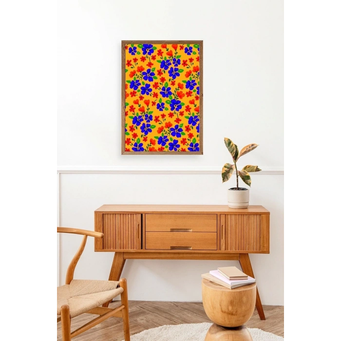 Çiçekler Ahşap Çerçeveli Tablo 30 x 42