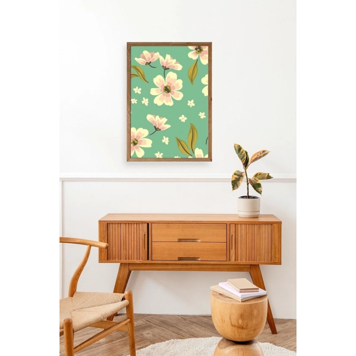 Çiçekler Ahşap Çerçeveli Tablo 30 x 42