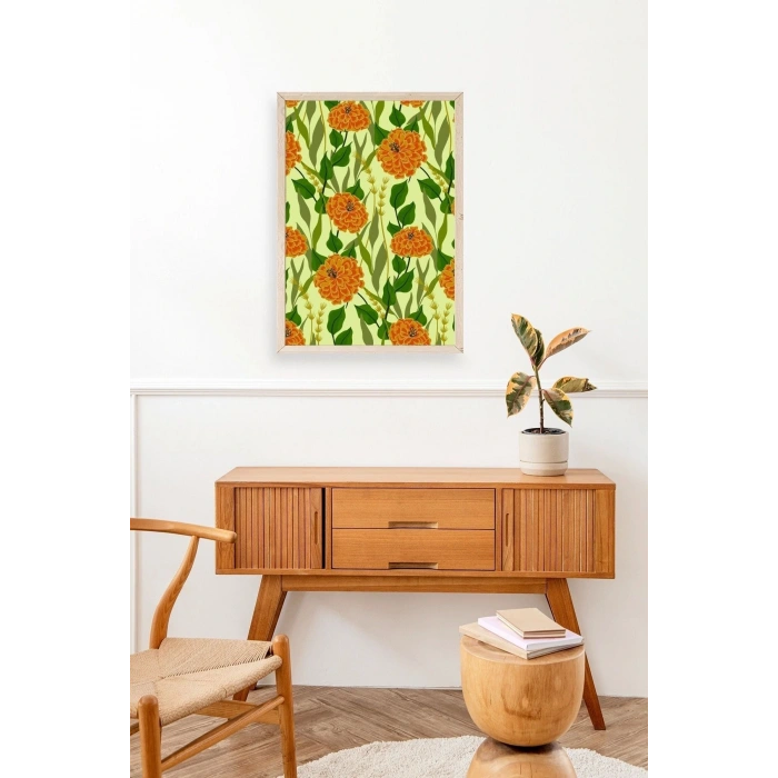 Çiçekler Ahşap Çerçeveli Tablo 30 x 42