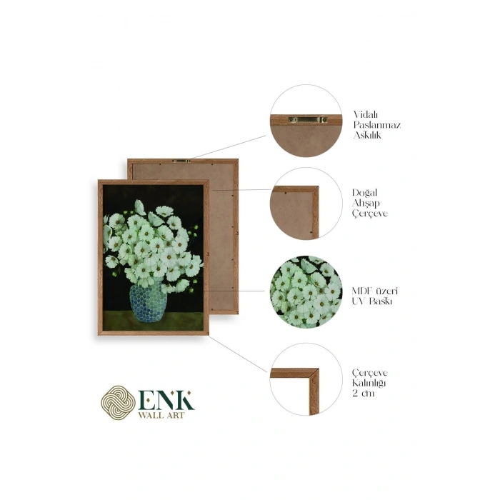 Çiçekler Ahşap Çerçeveli Tablo 30 x 42