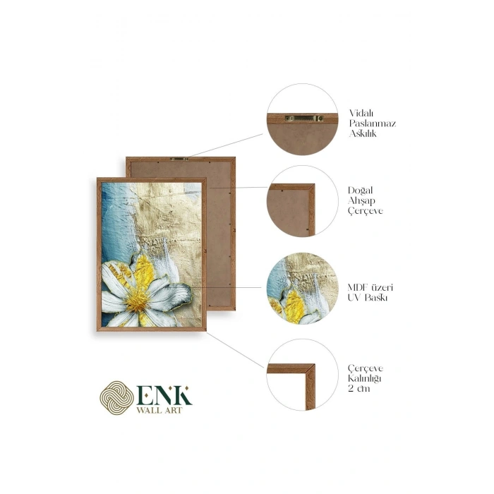 Çiçekler Ahşap Çerçeveli Tablo 30 x 42