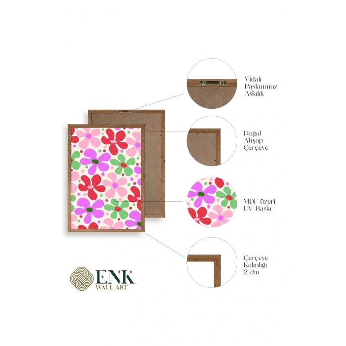 Çiçekler Ahşap Çerçeveli Tablo 30 x 42