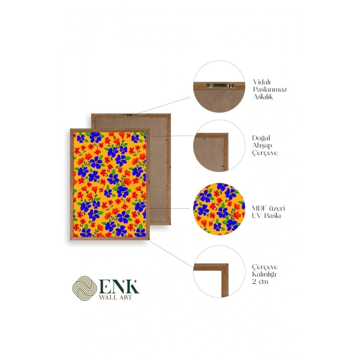 Çiçekler Ahşap Çerçeveli Tablo 30 x 42