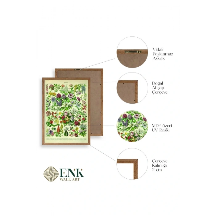 Çiçekler Ahşap Çerçeveli Tablo 30 x 42