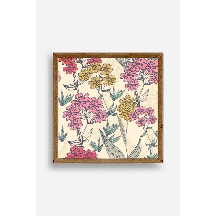 Çiçekler Ahşap Çerçeveli Tablo 42 x 42