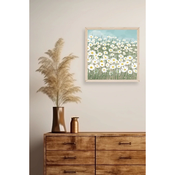Çiçekler Ahşap Çerçeveli Tablo 42 x 42