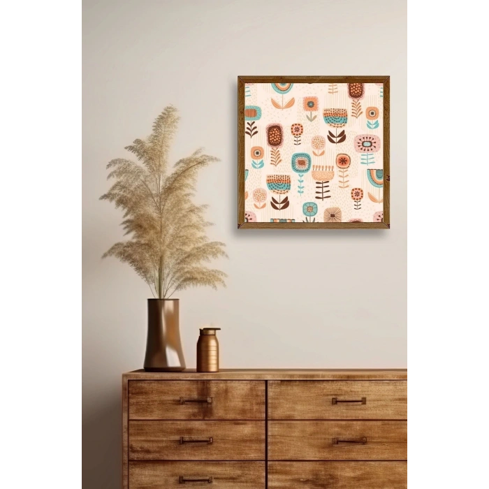Çiçekler Ahşap Çerçeveli Tablo 42 x 42