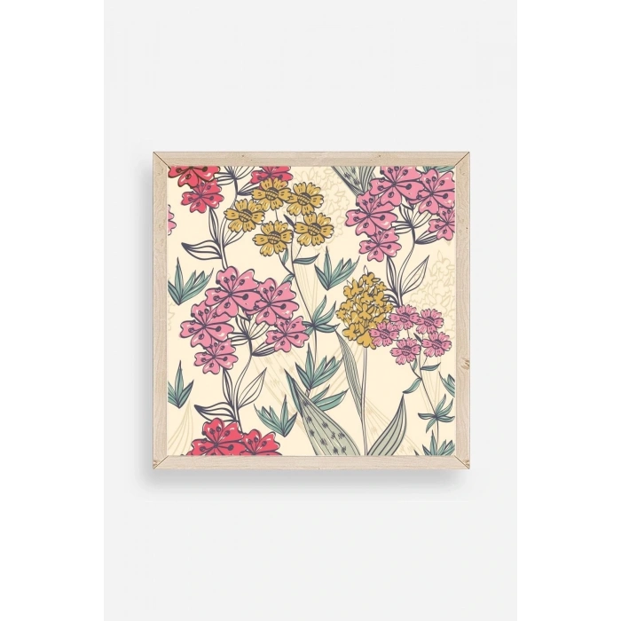 Çiçekler Ahşap Çerçeveli Tablo 50 x 50