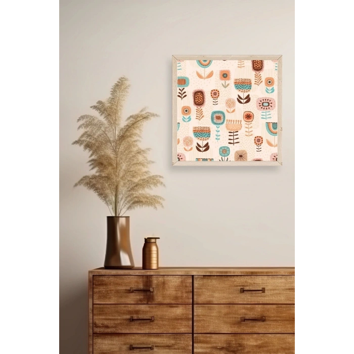 Çiçekler Ahşap Çerçeveli Tablo 50 x 50