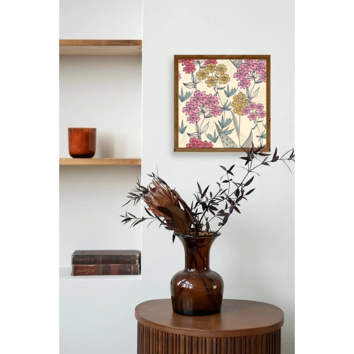 Çiçekler Ahşap Çerçeveli Tablo 50 x 50