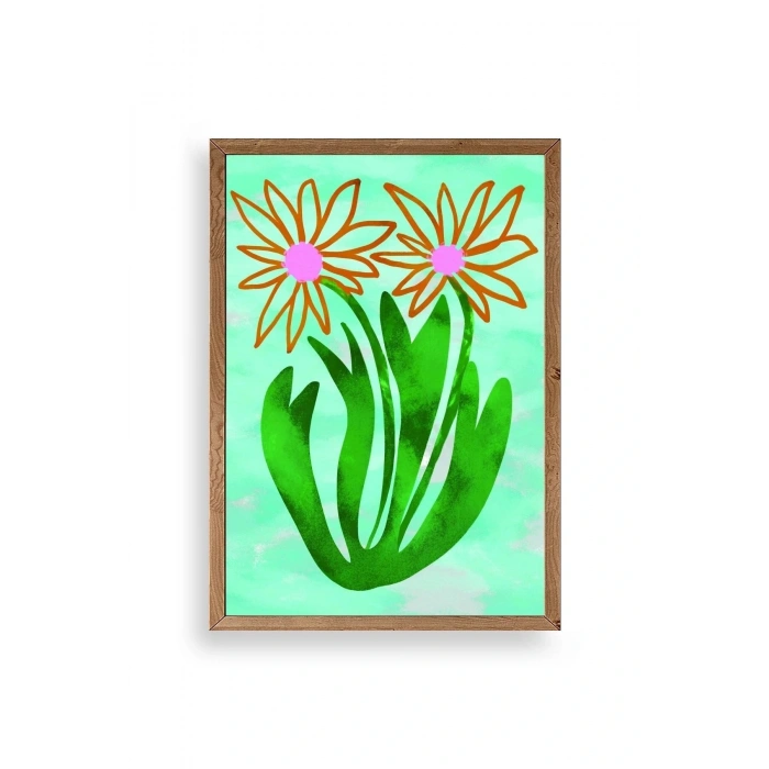 Çiçekler Ahşap Çerçeveli Tablo 50 x 70