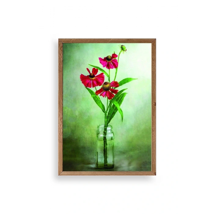 Çiçekler Ahşap Çerçeveli Tablo 50 x 70