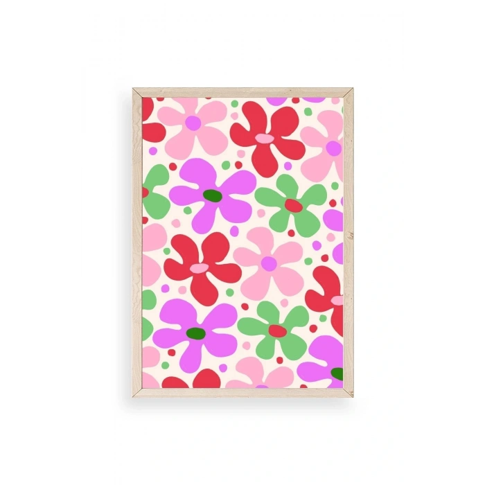 Çiçekler Ahşap Çerçeveli Tablo 50 x 70