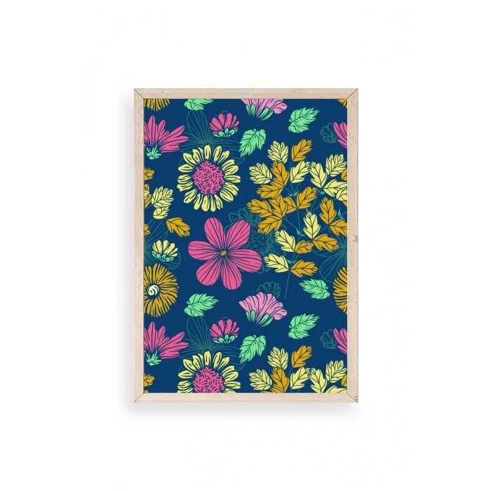 Çiçekler Ahşap Çerçeveli Tablo 50 x 70