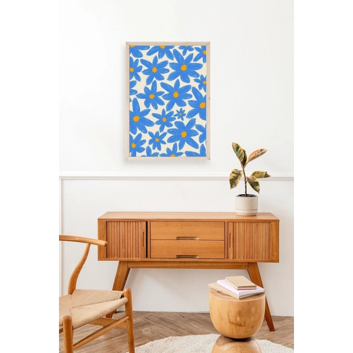 Çiçekler Ahşap Çerçeveli Tablo 50 x 70