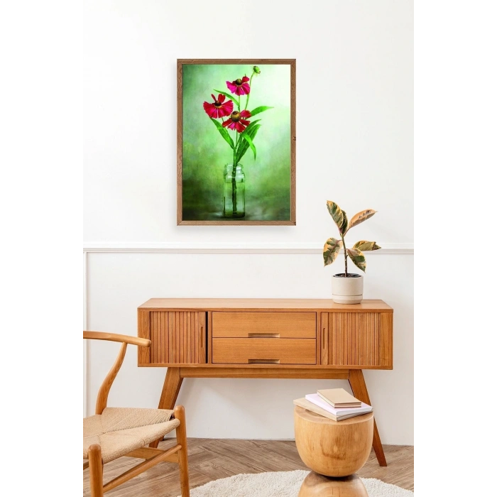 Çiçekler Ahşap Çerçeveli Tablo 50 x 70