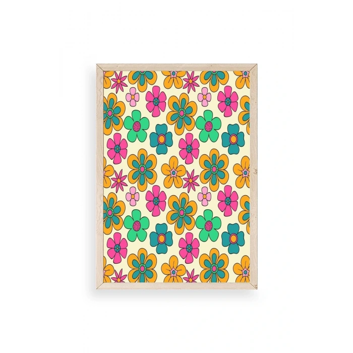 Çiçekler Ahşap Çerçeveli Tablo 50 x 70